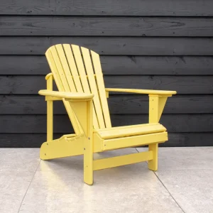 Adirondack stoel kunststof pastel geel.